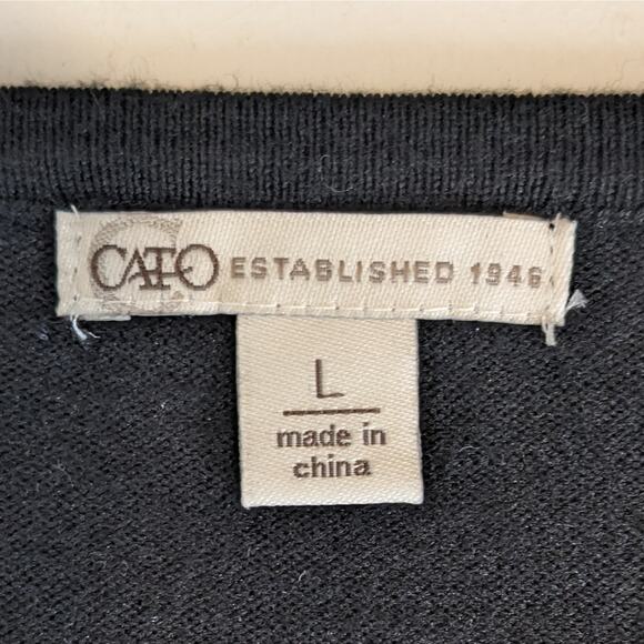 Cato Asymmetrical Pattern Sweater Black Cream Gray Size Large - Picture 5 of 7